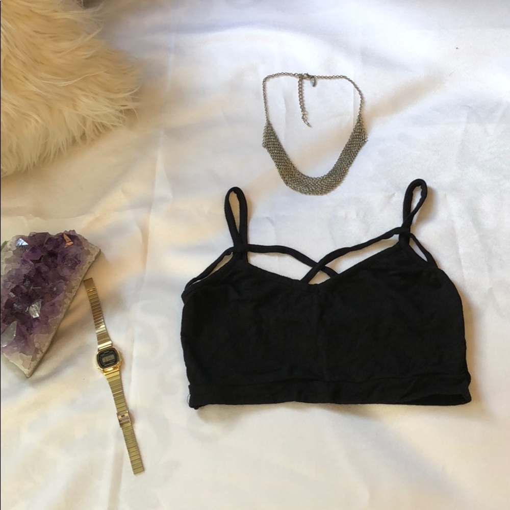Cross straps black bandeau